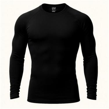 Imagem de Camiseta Térmica Masculina Segunda Pele UV Proteção Solar Manga Longa Compressão-Masculino