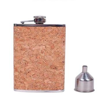 Imagem de Cantil aço inox e cortiça com funil 9,5x2,2x13,8cm -Dynasty, 3 meses p