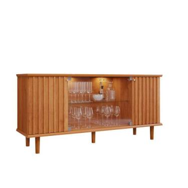 Imagem de Buffet Porto 4 Portas 165cm Com LED Cinamomo Pés Madeira - D Madeira M