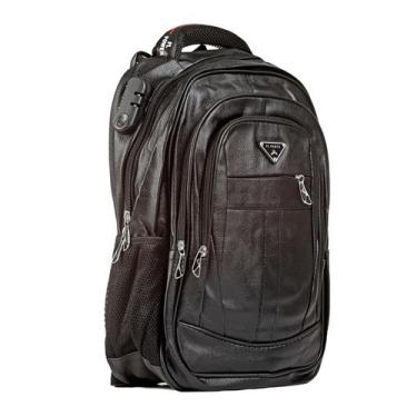 Imagem de Mochila Executiva Masculina Couro Notebook Encaixe USB 50 Litros Preta