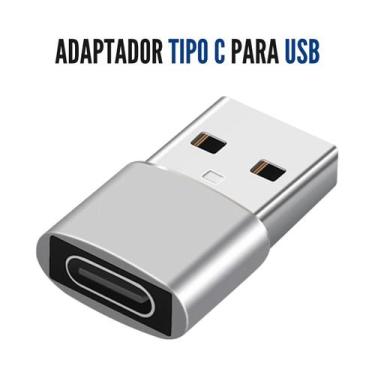 Imagem de Adaptador Tipo C Fêmea Para USB Macho Plug 2.0 - Muki Store