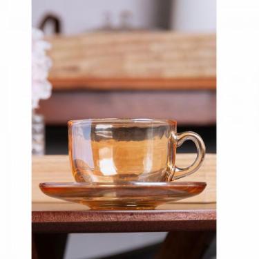 Imagem de Xicara de cha com pires nice 150ml ambar vidro - Lyor