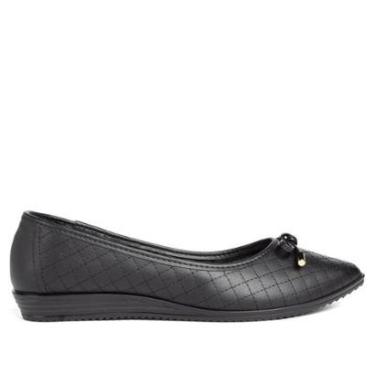 Imagem de Sapatilha Feminina Moleca Matelassê Bico Fino Preto-Feminino