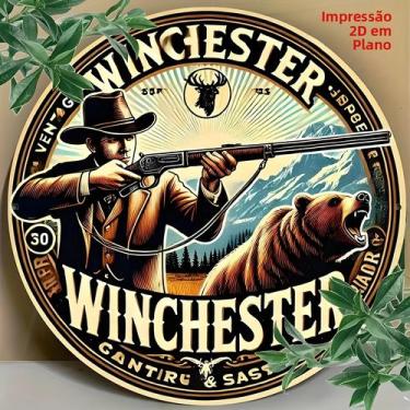 Imagem de Placa De Metal Redonda Vintage Winchester Em Alumínio Para Parede, Art