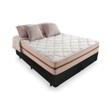 Imagem de Cama Box King Tecido Sintético Preto Com Colchão Pillow Angel Molas Ensacadas 62x193x203