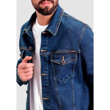 Imagem de Jaqueta masculina jeans com elastano e bolsos lunender 68375 - FICO, J