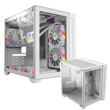 Imagem de Gabinete Gamer Mid Tower Forcefield White Ghost Branco Suporta  Water 