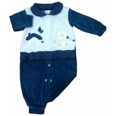 Imagem de Macacão De Bebê Menina Plush Azul - L&E