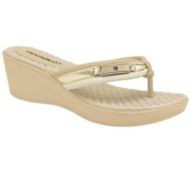 Imagem de Tamanco Piccadilly 540417 Anabela, 36, Brule, Off white, Ouro