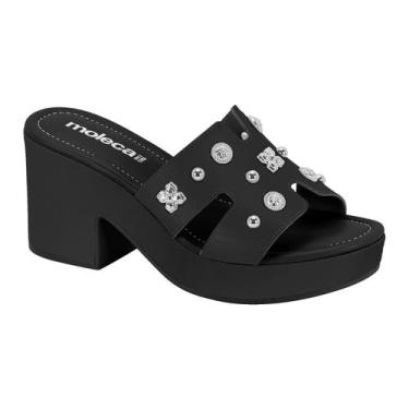 Imagem de Tamanco Moleca Plataforma Meia Pata Meia Pata Detalhes Spike, Preto, 3