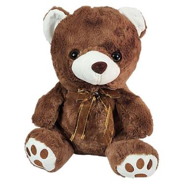 Imagem de Urso De Pelúcia Bart Com Lacinho 30cms - Marrom Escuro - Tuka Toy