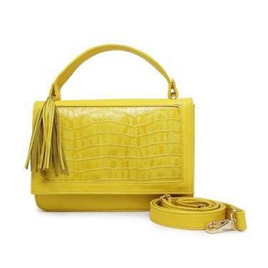 Imagem de Bolsa de Couro Estruturada Olívia - Amarelo - Relicário, Amarelo, Únic