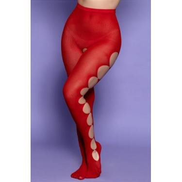 Imagem de Meia Calça com Aberturas Laterais e Strass Vermelha Y2117 - Yaffa Ling
