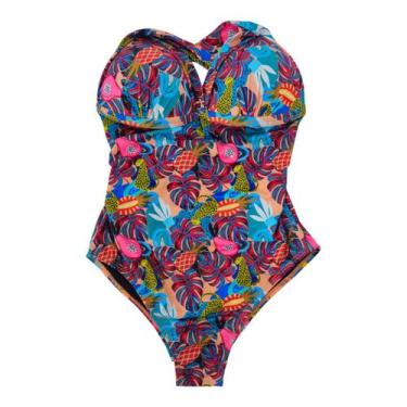 Imagem de Maiô feminino com bojo e fechamento nas costas - Corpo Dourado Moda Pr