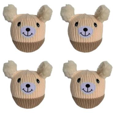 Imagem de kit 4 toucas gorro infantil de pompom bichinho para menino menina forr