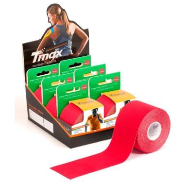 Imagem de KIT 06 Rolos de Bandagem Elástica Adesiva Tmax 5cm x 5m, Vermelho