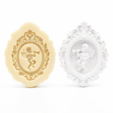 Imagem de Molde de silicone moldura camafeu vintage querubim intaglio DIY - Marc
