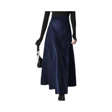 Imagem de Saia Maxi Feminina De Couro PU Com Cintura Alta Primavera 2024 Elegant