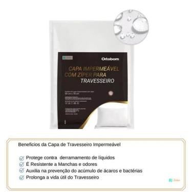 Imagem de Capa Protetora de Travesseiro Impermeável Ortobom Com Zíper 50x70 Impe