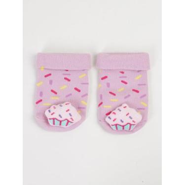Imagem de Meia Antiderrapante Pelúcia Infantil Para Bebê- ROSA - Cia da meia, UN