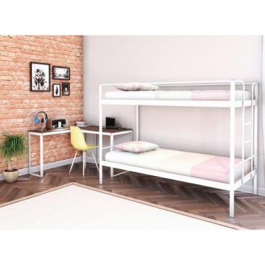 Imagem de Conjunto para Quarto 1 Beliche e 1 Escrivaninha em L 105x105cm Branco 