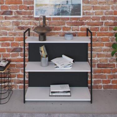 Imagem de Estante com 3 Prateleiras 84x80x33cm com Fundo Yon Branco/Preto - Meta