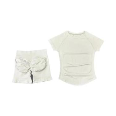 Imagem de Conjunto De Yoga Sem Costura Para Mulheres 2 Peças Camiseta De Manga C