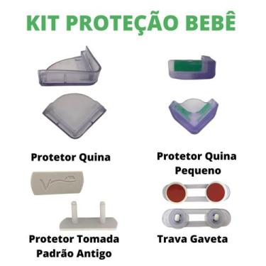 Imagem de Kit 19 peças Proteção Bebê Tomada Móveis Trava Gaveta Quina - Kit Para