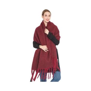 Imagem de Cachecol De Luxo Feminino Em Cashmere, Xale Grosso E Quente Com Franja