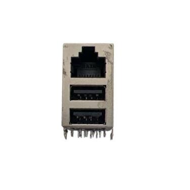 Imagem de Conector Usb Duplo E Rj45 Blindado Jfm24U11-21C3-4F - Rcpt Usb 2.0 Typ