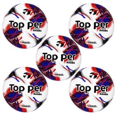 Imagem de 05 Bolas De Futebol Campo Topper Samba Hybrid Costurada á Maquina, Bra