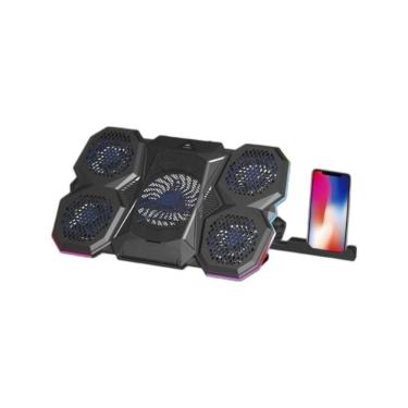 Imagem de Suporte para Notebook NBC-300BK com 5 Coolers Fan e Iluminação RGB Preto C3tech 17