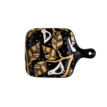 Imagem de Prato de jantar de cerâmica GUIPAIHAI para sala massas bolo de sobremesa pratos de café da manhã assados domésticos com alça única (cor A: A)