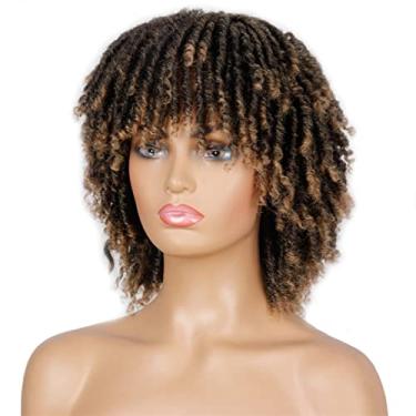 Imagem de Perucas femininas macias curtas sintéticas para mulheres negras 35,5 cm de fibra de alta temperatura para crochê cabelo humano torcido (cor: H, comprimento esticado: 35,5 cm)
