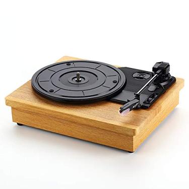Imagem de Reprodutor de discos de vinil gramofone retrô toca-discos 2.0 saída de áudio estéreo 33/45/78 RPM pequeno mini leitor de tablet