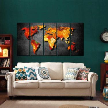 Imagem de Quadro Decorativo Mapa Moderno 140x65 em tecido