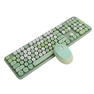 Imagem de ASHATA Combinação de teclado e mouse sem fio, teclado sem fio 2,4G 104 teclas, conjunto de mouse e mouse ópticos, compatível com PC, computador, laptop (verde)