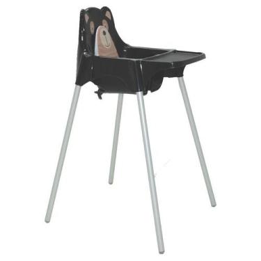 Imagem de Cadeira De Refeicao Plastica  Teddy Preta Alta Com Pernas De Aluminio
