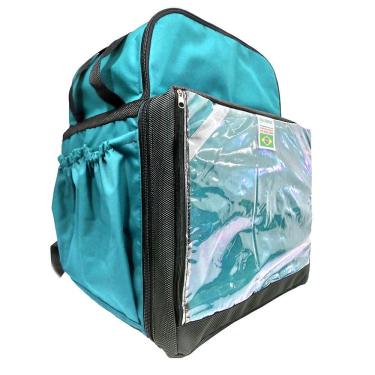Imagem de Mochila Bag Entregador, Bolsão De Delivery - Azul Celeste Couro levantado
