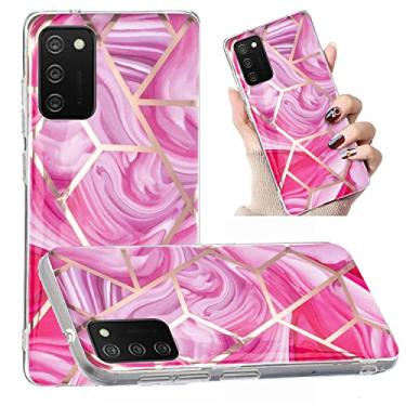 Imagem de Capa de telefone de mármore de qualidade de luxo para Samsung Galaxy A03S capa dura ultrafina antiderrapante deluxe chapeada borda bumper Samsung A03S Galaxy A 03 S (rosa vermelha, Galaxy A03S)