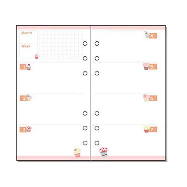 Imagem de Refil de papel forrado, recarregável, agenda de fichário, cadernos, refil de papel, 6 furos, 40 folhas/80 páginas, A6 95 mm x 173 mm, plano semanal -A