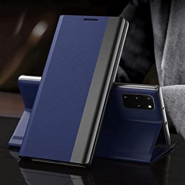 Imagem de Capa de couro magnético ultrafino forte para Samsung S8 S9 S10 S20 S21 S22 Note 10 20 Galaxy A13 A53 A73 Capa de suporte de suporte, azul marinho, para Galaxy S8 Plus