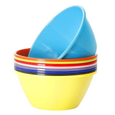 Imagem de Youngever Tigelas de plástico para misturar e servir de 23 cm, 2,268 g, tigelas de pipoca, tigelas de salada, tigelas de servir batatas fritas e molhos, conjunto de 9 (cor arco-íris)