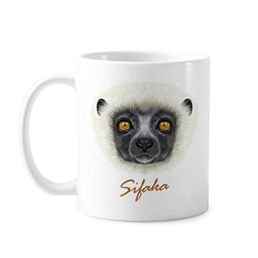 Imagem de Caneca branca fofa de macaco Sifaka animal cerâmica cerâmica xícara de café porcelana louça