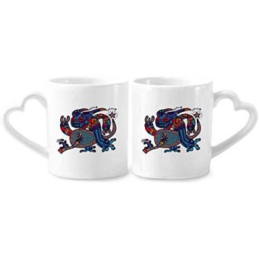 Imagem de Conjunto de canecas de porcelana para casais de monstros do universo e alienígena com alça de coração