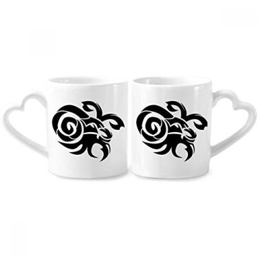 Imagem de Conjunto de canecas de porcelana para casais, signo do zodíaco, constelação, capricórnio, constelação