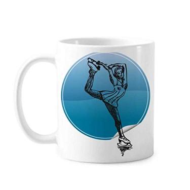 Imagem de Caneca de cerâmica para esportes de inverno com ilustração retrô para patinação em cerâmica para café e porcelana