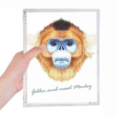 Imagem de Caderno de animais de macaco com nariz dourado e folhas soltas recarregáveis, diário de papelaria
