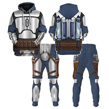Imagem de Xuminvty Moletom com capuz e moletom Boba Cosplay Yoda Moletom Fantasia Boba, Azul, M