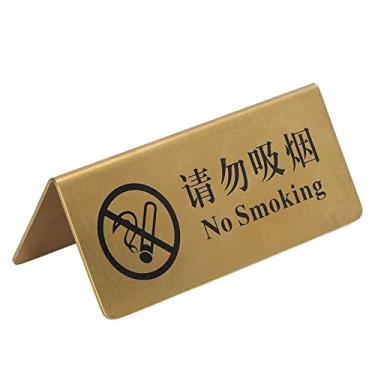 Imagem de Placa de Mesa de Metal, Decoração de Mesa Dupla Face de Aço Inoxidável Dourado Com Decoração de Mesa Em Forma de Tenda para Restaurantes Eventos de Cerimônia de Casamento (Proibido fumar em chinês e inglês)
